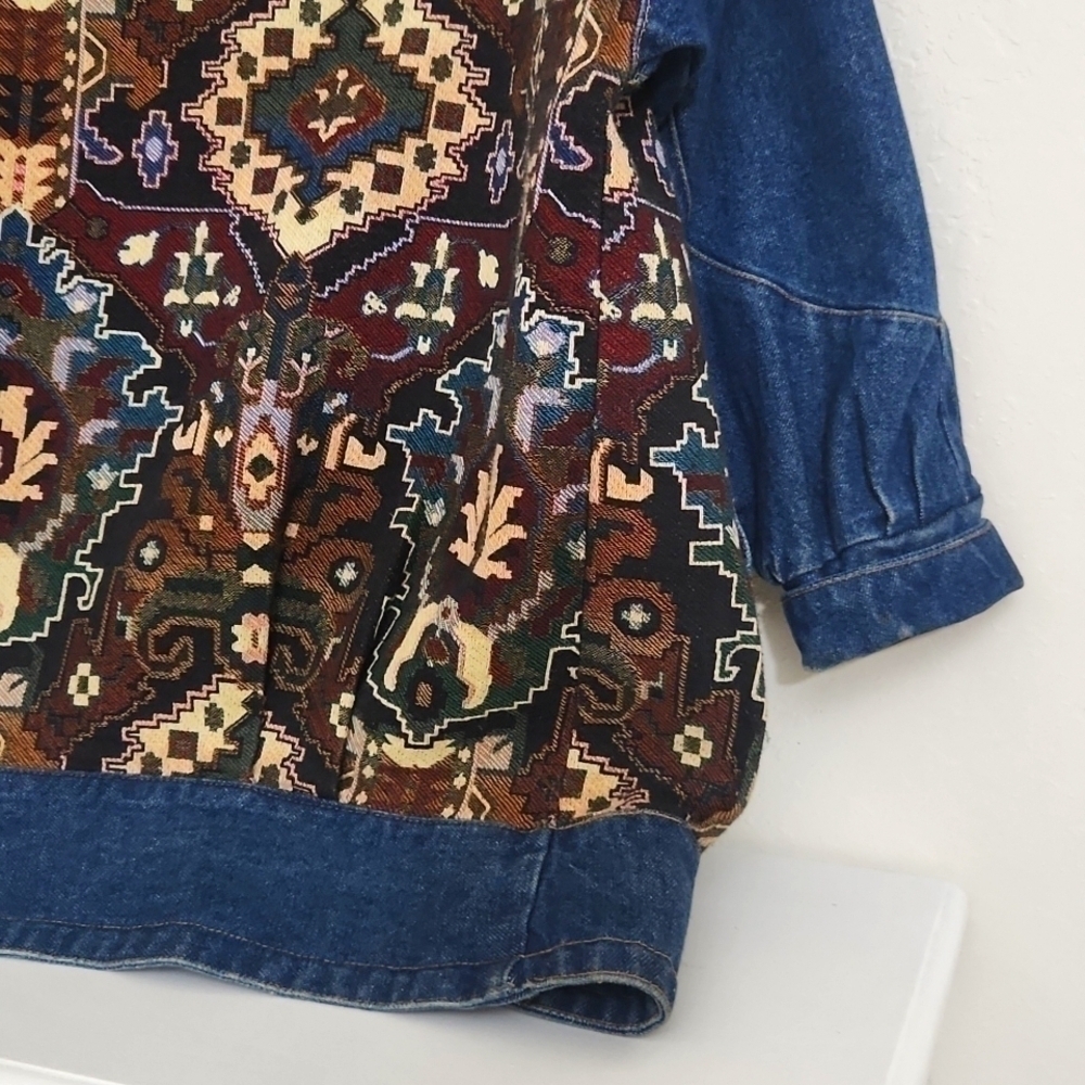 Rare Small-Large Oversized Tapestry Denim Vintage Jacket Y2K Bode Grandmacore - Picture 14 of 15